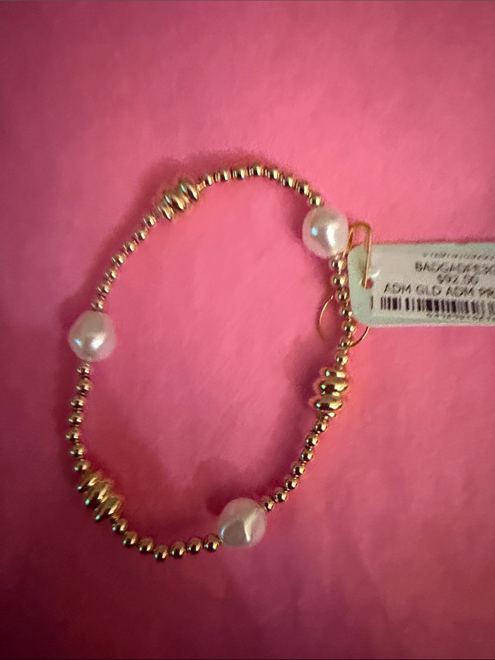 Enewton admire Gold 3mm Beaded Pearl Accent Stretch Bracelet NWT
